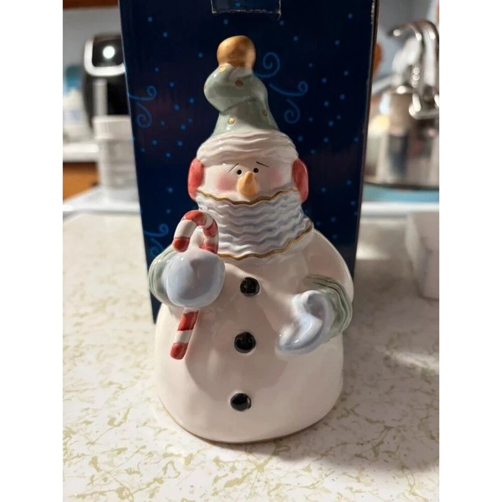 Vintage 2001 Nancye Williams Snowman Bell Ceramic NW2117